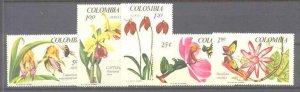 Colombia 768-69/C489-91 MNH Flowers SCV14.70