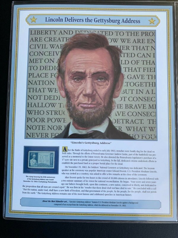 Lincoln delivers the Gettysburg address US Panel, big size  