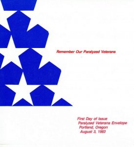 USPS 1st Day Ceremony Program #U605 Paralyzed Veterans Stamped Envelope 1983