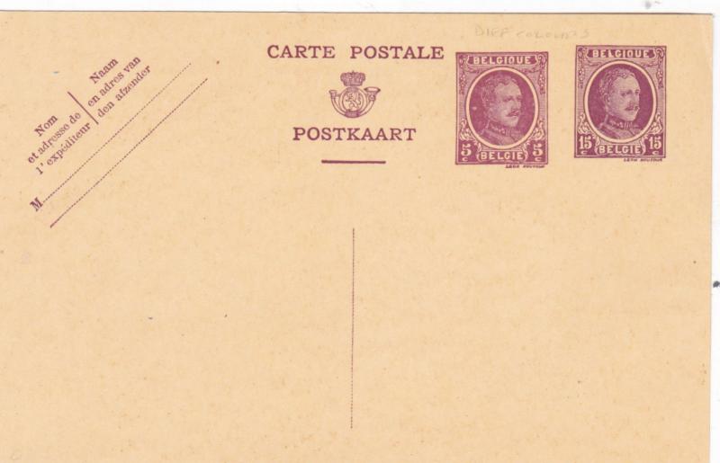  Belgium 5c+15c King Albert Postcard Unused VGC 