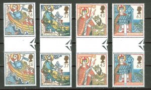 Great Britain # 1730-33 Missions of Faith GUTTER PAIRS (4)  Mint NH