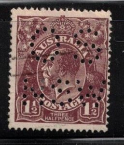 AUSTRALIA Scott # 63 Used - KGV Head With 'OS NSW' Perfin