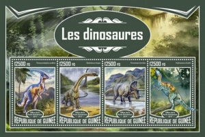 Guinea - 2017 Dinosaurs on Stamps - 4 Stamp Sheet - GU17301a