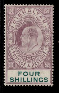 GIBRALTAR EDVII SG63, 4s deep purple and green, LH MINT. Cat £350.