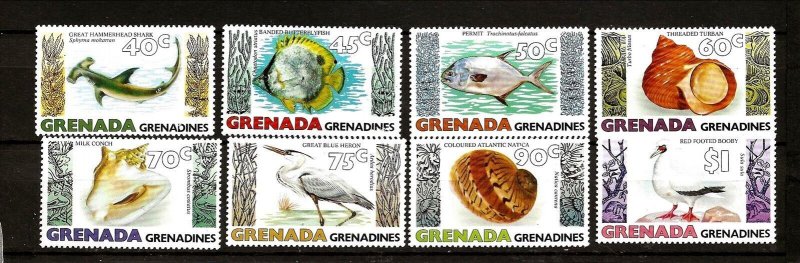 Grenada Grenadines Sc 341-8 NH Set of 1979 - Marine life, Fish, Birds