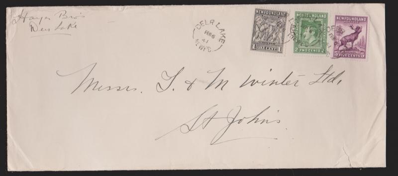 Newfoundland - Cover 1941 From Hayes Brothers - Deer Lake Split Ring Cancel