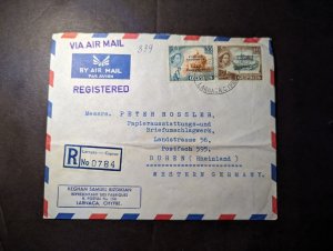 1941 Registered Cyprus Airmail Cover Larnaca to Duren Rheinland West Germany