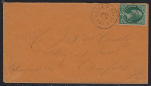 Scott # 136  Lot E306  May 28 Envelope mailed to Clearfield PA  Used