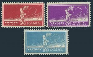 Uruguay 282-284,hinged.Mi 174-175. Olympics Paris-1924.Victory of Ssamothrace.