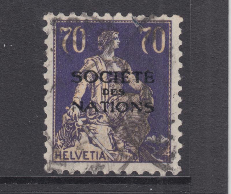 Switzerland Sc 2O24 used. 1925 70c Society of Nations overprint, sound