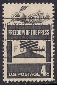 1119 4 cents SUPERB LOGO Freedom of Press (1958) Stamp used F-VF