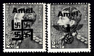 BELGIUM 299 WW2 AMEL OVERPRINTS x2 DIFFERENT OG NH U/M F BEAUTIFUL GUM