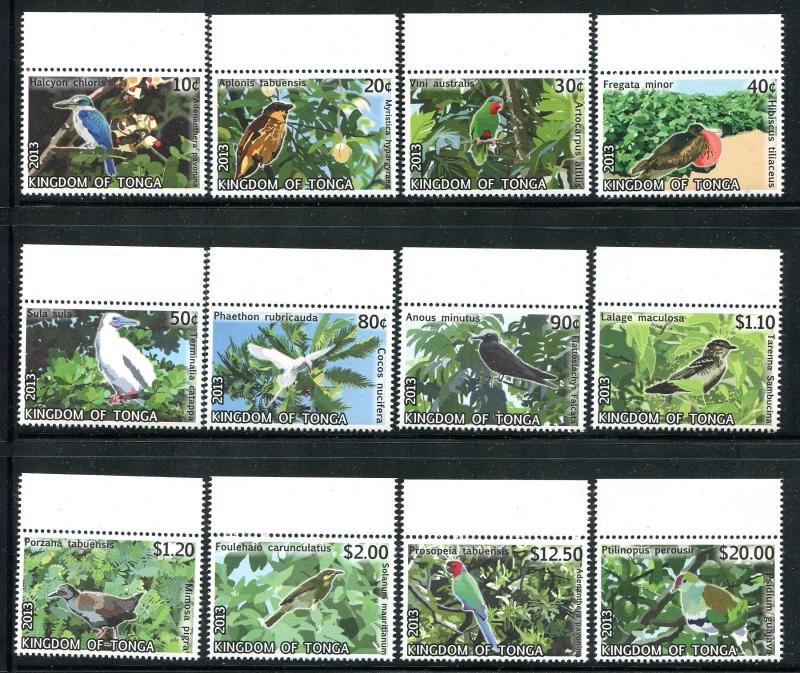 Tonga, MNH , 2013 Vögel: Kragen Eisvogel, Great Frigatebird, Honeyeater x19974