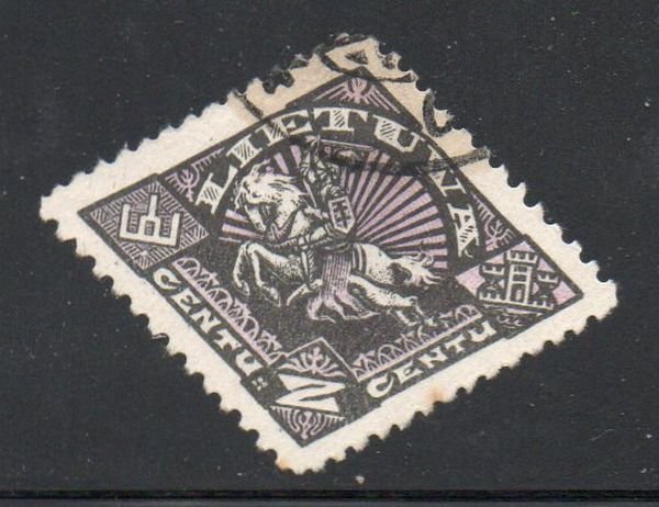 Lithuania Sc 177 1923 2 c Coat of Arms stamp used