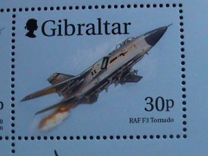 ​GIBRALTAR-1999- SC#814b WINGS OF PREY-FIGHTER PLANES & RAPTORS MNH S/S-CV-$10