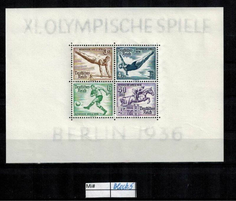 Deutschland Reich TR02 DR Mi Block 5 1940 Reich Postfrisch ** MNH