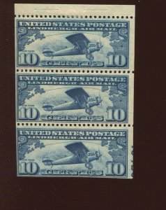 C10a Lindbergh Air Mail Mint PLATE # Booklet Pane of 3 Stamps (By 1394)