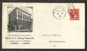 USA 279Bf STAMP CAMDEN MAINE DR. D. P. ORDWAY PLASTER CO. ADVERTISING COVER 1901
