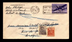 US 1946 FFC to Brazil / Returned / Mixed Franking (II) - L12262