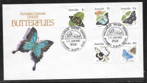 Australia 872,875,875A,878,879 FDC Butterflies (my688)