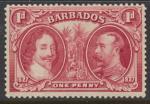 Barbados SG 240 MH  perf 12½ 1927 Tercentenary of Settlement SC# 180 see scans