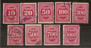 Brazil 1889 Dues Set SG.D88-D96 Used