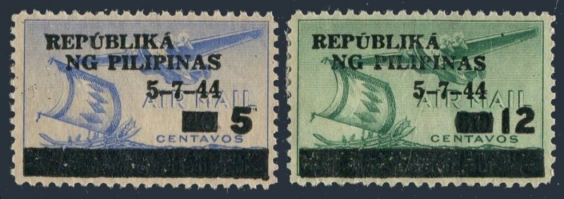 Philippines N35-N36, Mint no gum. Bataan & Corregidor. 1944. Moro Vinta, clipper