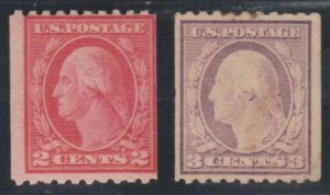 U.S. Scott #488-489-490 Coil Washington Stamps - Mint & Used Set of 3