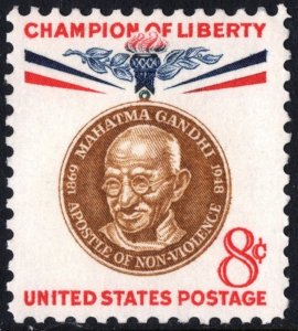 SC#1175 8¢ Champion of Liberty: Mahatma Gandhi (1961) MNH