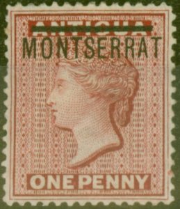 Montserrat 1876 1d Red SG1 Fine Mounted Mint