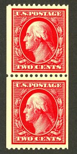 U.S. #386 MINT PAIR WITH PF CERT OG LH