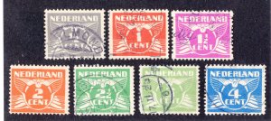 Netherlands 1926-28 1/2c to 4c Gull, Scott 164-166, 168-171 used, value = $2.50
