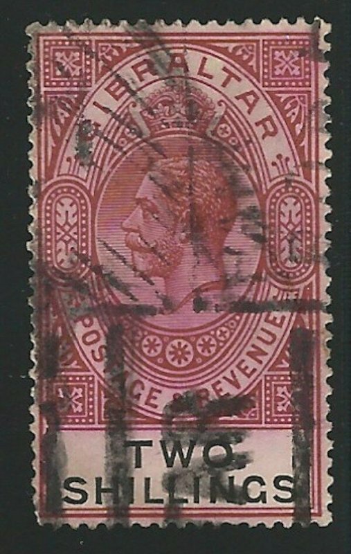 Gibraltar, 1921, Scott #86, King George V, 2sh red brown & black, Used, V.F.