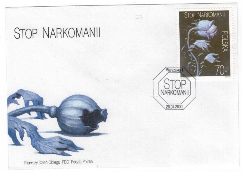 Poland 2000 FDC Stamps Scott 3518 Flowers Fight Against Drug Addiction