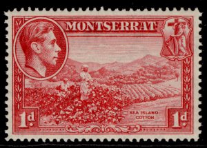 MONTSERRAT GVI SG102a, 1d carmine, LH MINT.