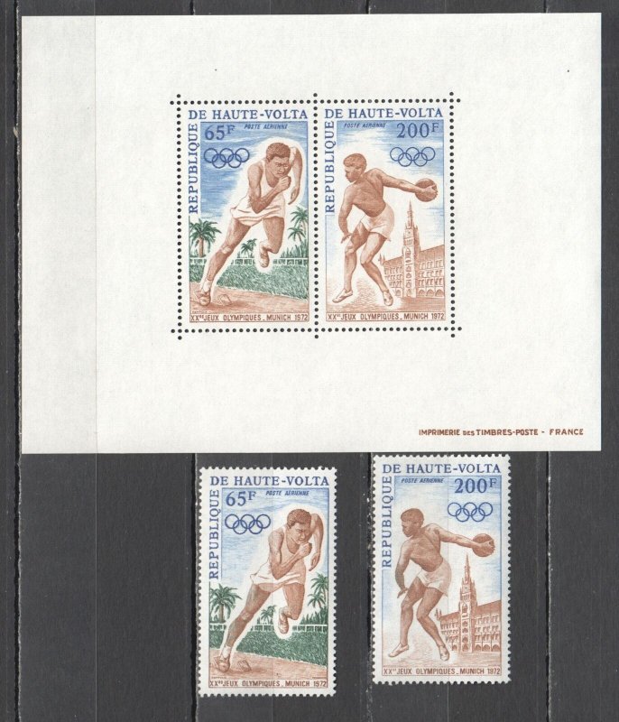 Uu0753 Republic Of Upper Volta Olympic Games Munich 1972 Michel #365-6+Bl5 Mnh