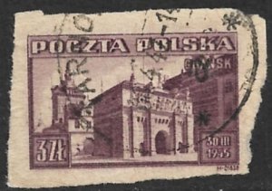 POLAND 1945 3z ANCIENT HIGH GATE GDANSK Imperf Pictorial Sc 372footnote VFU