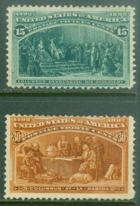 EDW1949SELL : USA 1893 Scott #238-39 Fine, Mint regummed. Catalog $425.00.