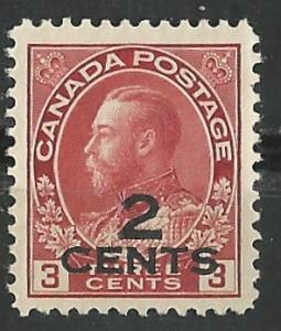 Canada # 140  2 CENTS overprint   (1)   Unused VF