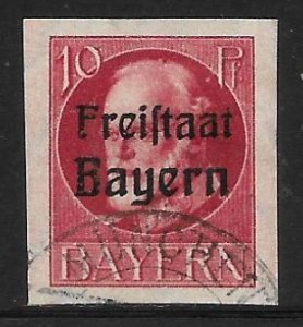 Bavaria - Scott #215 10pf Carmine rose Imperf   VF  Used