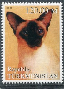 Turkmenistan 2000 DOMESTIC CAT 1 value Perforated Mint (NH)