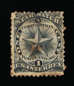 GENUINE SCOTT #RO172a PRIVATE DIE STAR MATCH CO. PRINTED ON OLD PAPER #14019