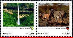 3263 BRAZIL 2013 DIPLOMATIC RELATIONS WITH KENYA, ZEBRA, WATERFALL, HORSE, MNH