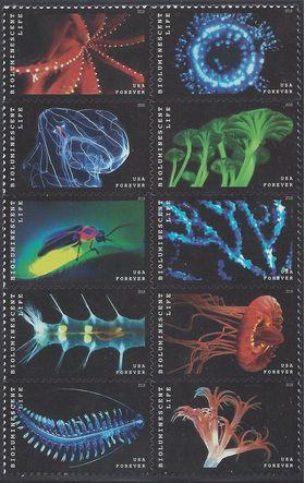 #5264-5273 (50c Forever) Bioluminescent Life Block of 10 2018 Mint NH