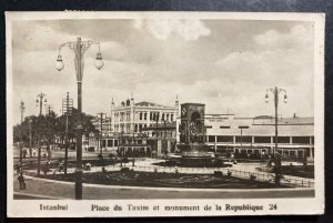 1934 Istanbul Turkey RPPC Postcard Cover To Budapest Hungary Tax Stamp