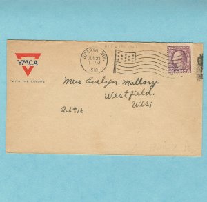 SPARTA WISCONSIN flag cancel, YMCA envelope, 1918 (3795)