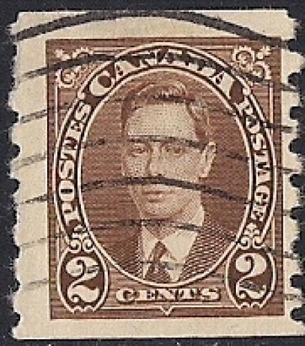 Canada #239 2 cent King George 6, Brown Coil F-VF used