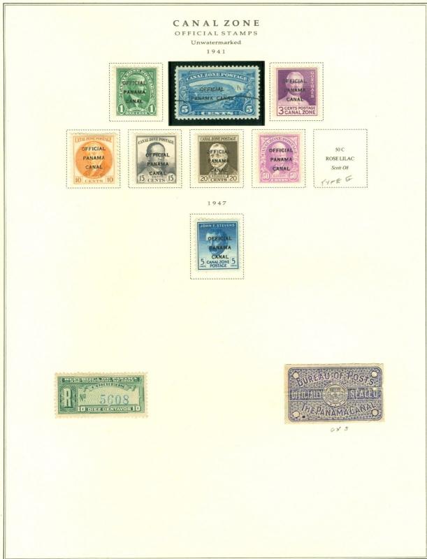 Canal Zone Collection on Scott Pages 1914  to 1978 Mint and Used Cat $2,350