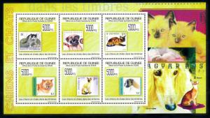 [78338] Guinea 2009 Pets Cats Dogs Stamps on Stamps Sheet MNH