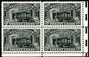 US E19 Block of 4 Some perf seps.  All stamps VF++